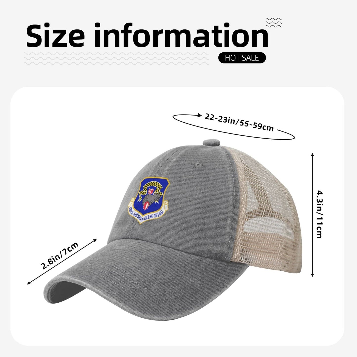 459th Air Refueling Wing Printed unisex baseball cap adjustable grid baseball cap veteran gift