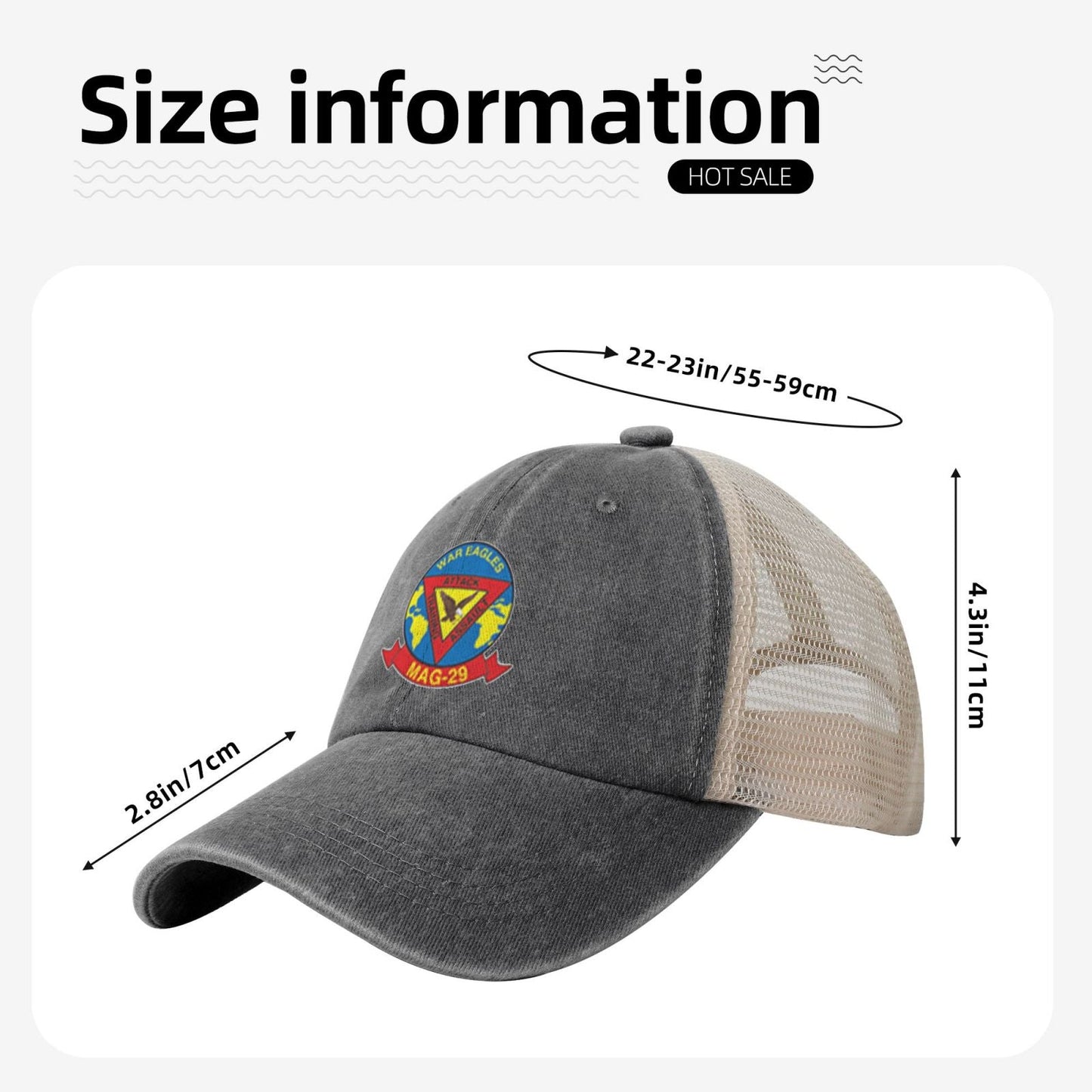 MAG29 Printed unisex baseball cap adjustable grid baseball cap veteran gift