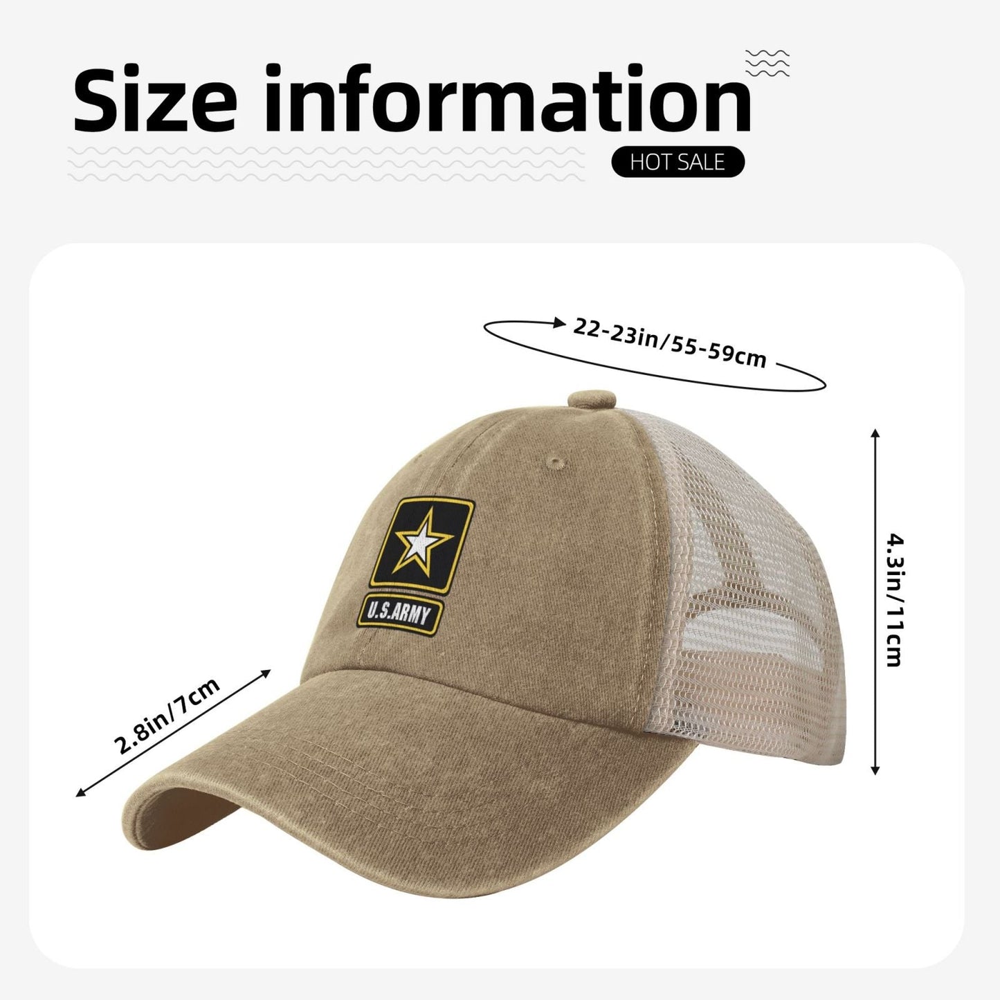 Of The United States Army Printed unisex baseball cap adjustable grid baseball cap veteran gift