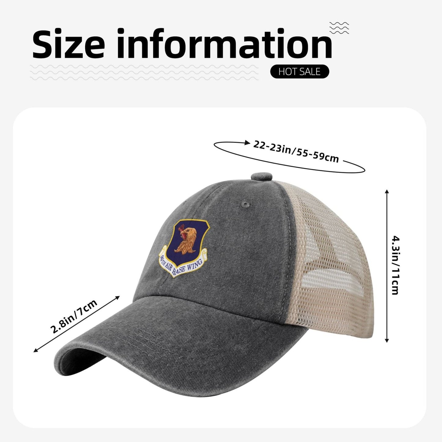 96th Air Base Wing Printed unisex baseball cap adjustable grid baseball cap veteran gift