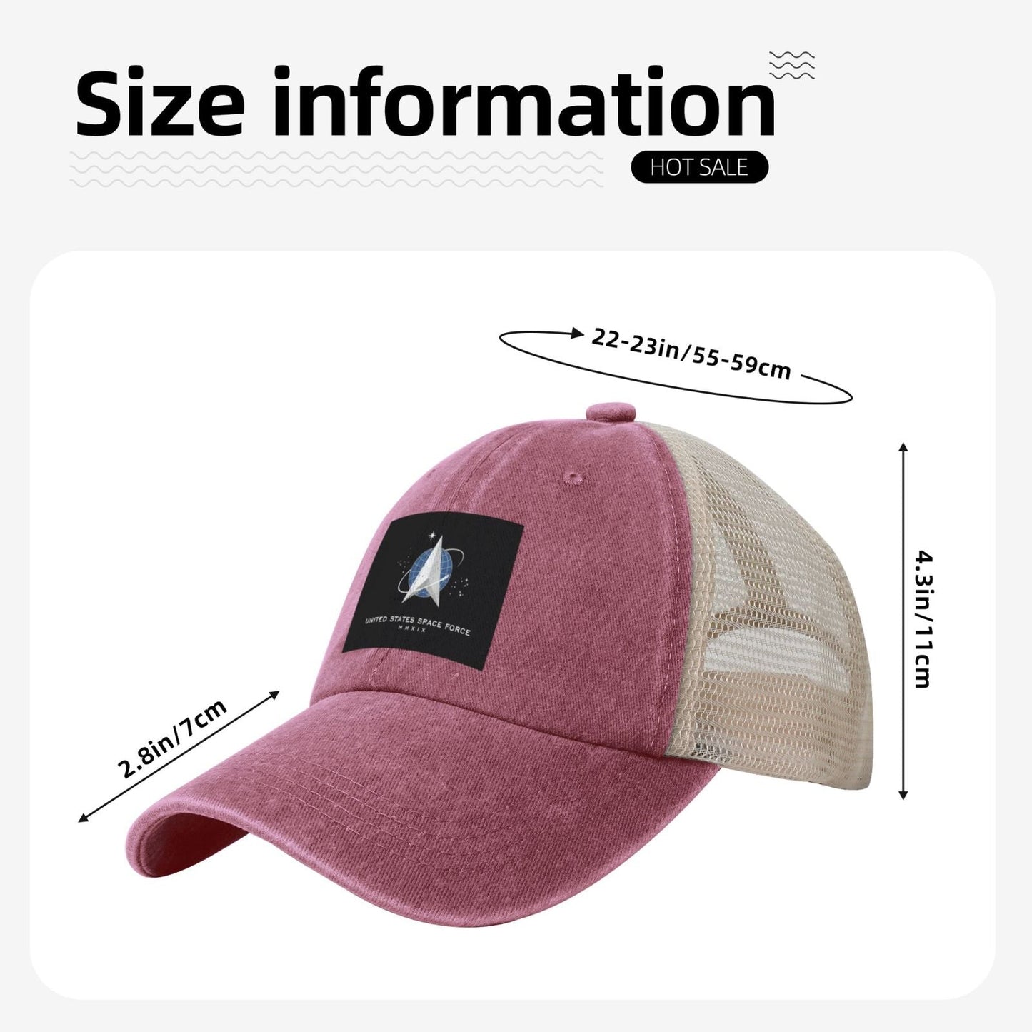 Flag Of The United States Space Force Printed unisex baseball cap adjustable grid baseball cap veteran gift