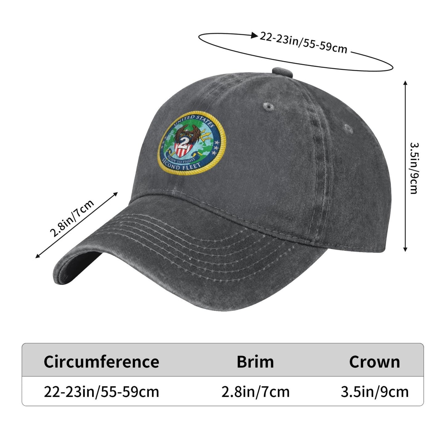 United States 2nd Fleet Insignia Printed unisex baseball cap adjustable cap veteran gift
