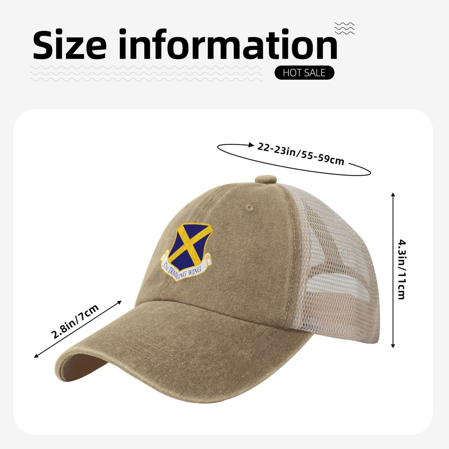 37th Training Wing Printed unisex baseball cap adjustable grid baseball cap veteran gift
