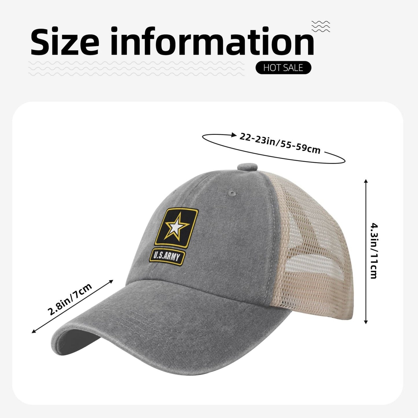 Of The United States Army Printed unisex baseball cap adjustable grid baseball cap veteran gift