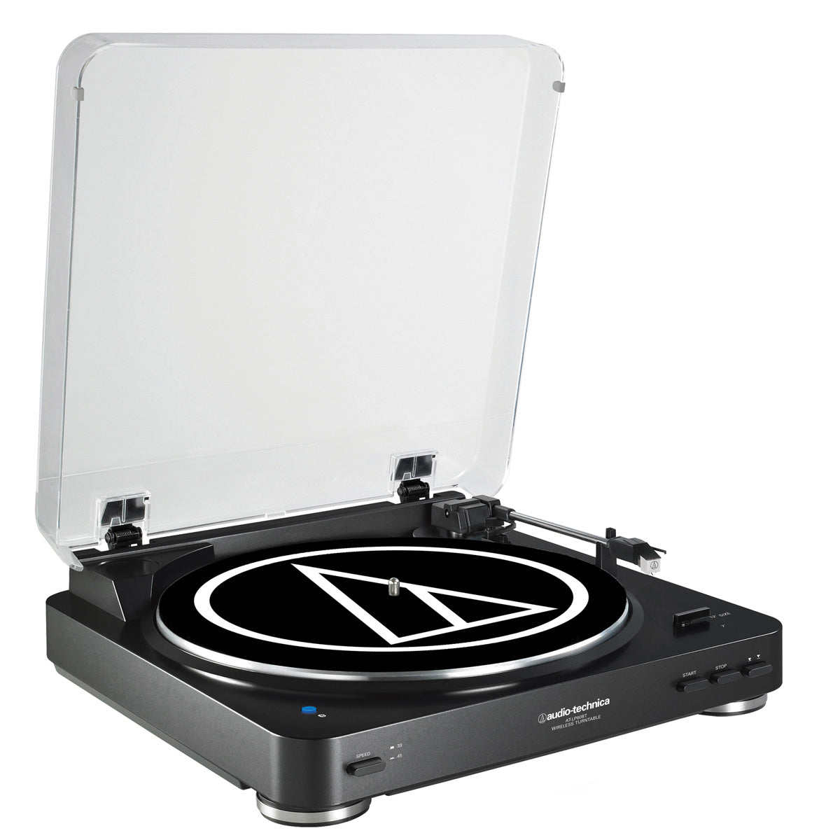 Audioengine A2+ Wireless Speaker System (Black) with Audio-Technica AT-LP60X-GM Fully Automatic Belt-Drive Stereo Turntable (Gunmetal/Black)