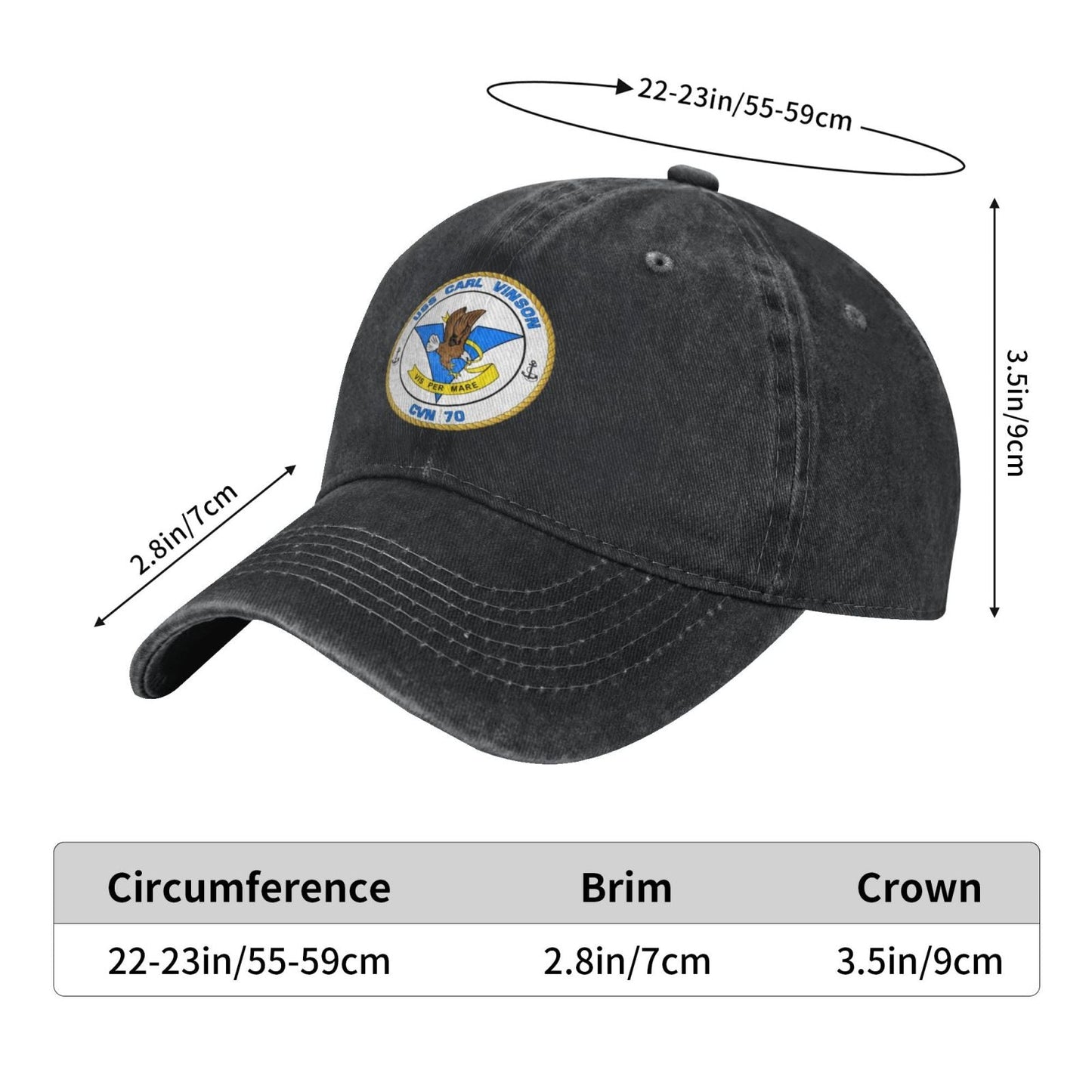 USS Carl Vinson CVN-70 Printed unisex baseball cap adjustable cap veteran gift