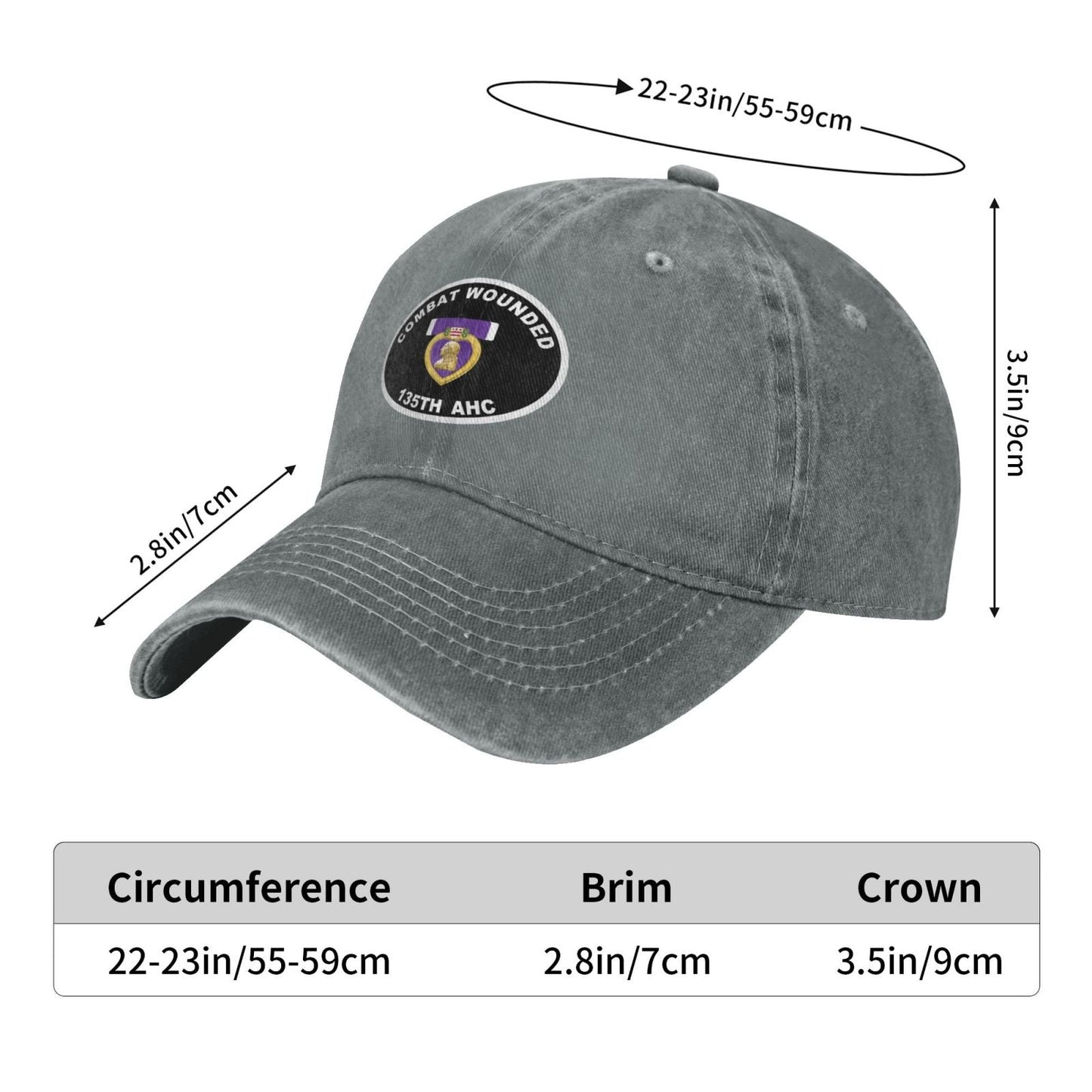 COMBAT WOUNDED 135TH AHC Printed unisex baseball cap adjustable cap outdoor sunshade trucker hat