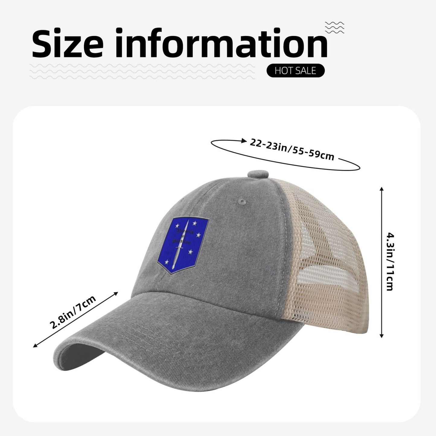 MSOS Insignia Printed unisex baseball cap adjustable grid baseball cap veteran gift