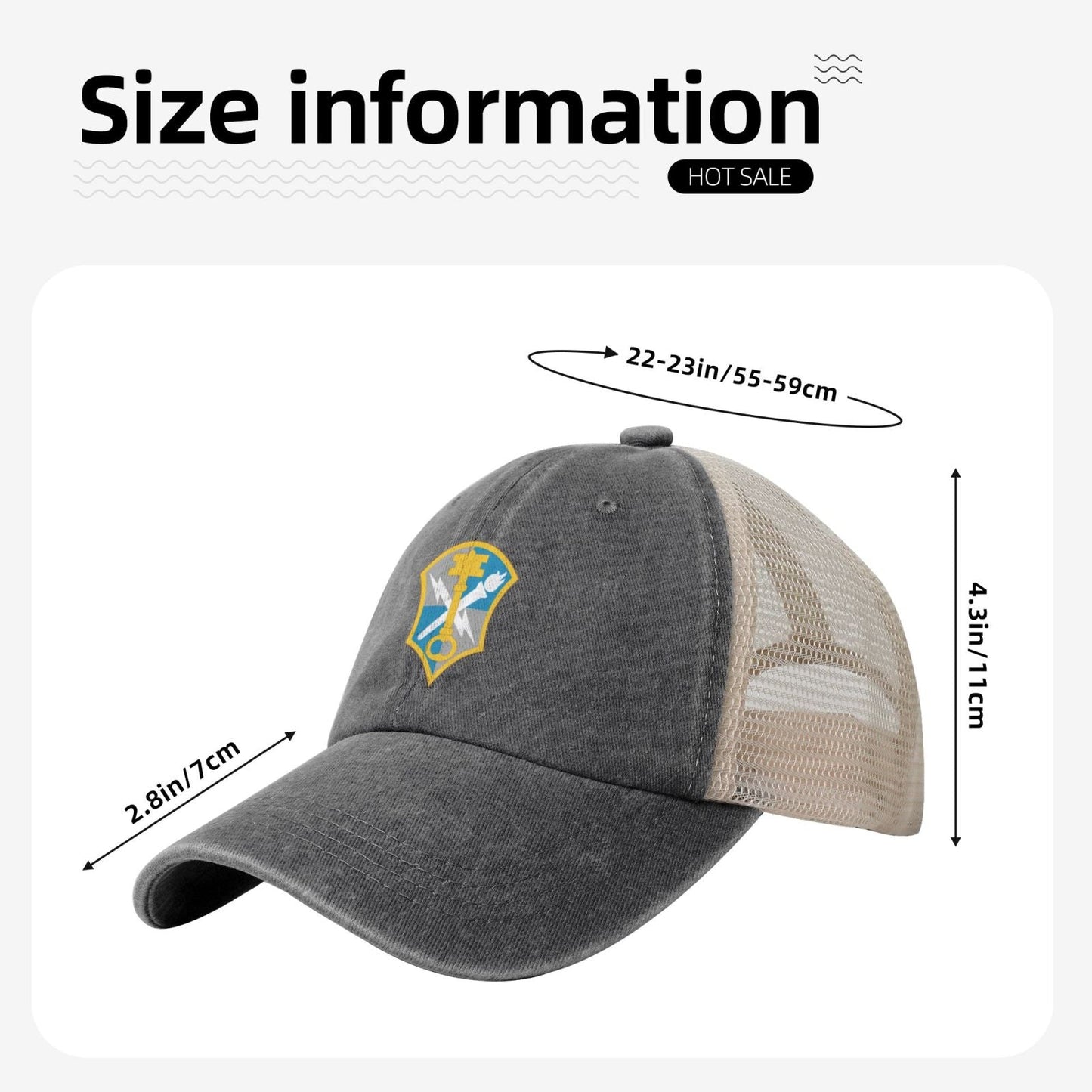 INSCOM Printed unisex baseball cap adjustable grid baseball cap veteran gift