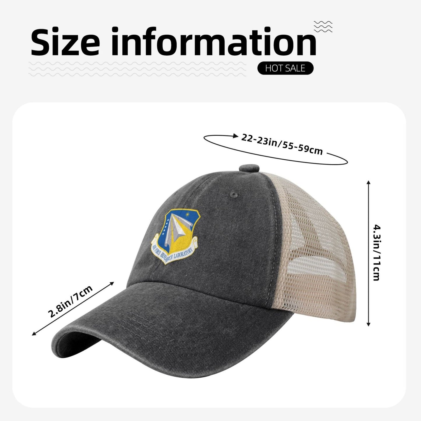 Air Force Research Laboratory Printed unisex baseball cap adjustable grid baseball cap veteran gift