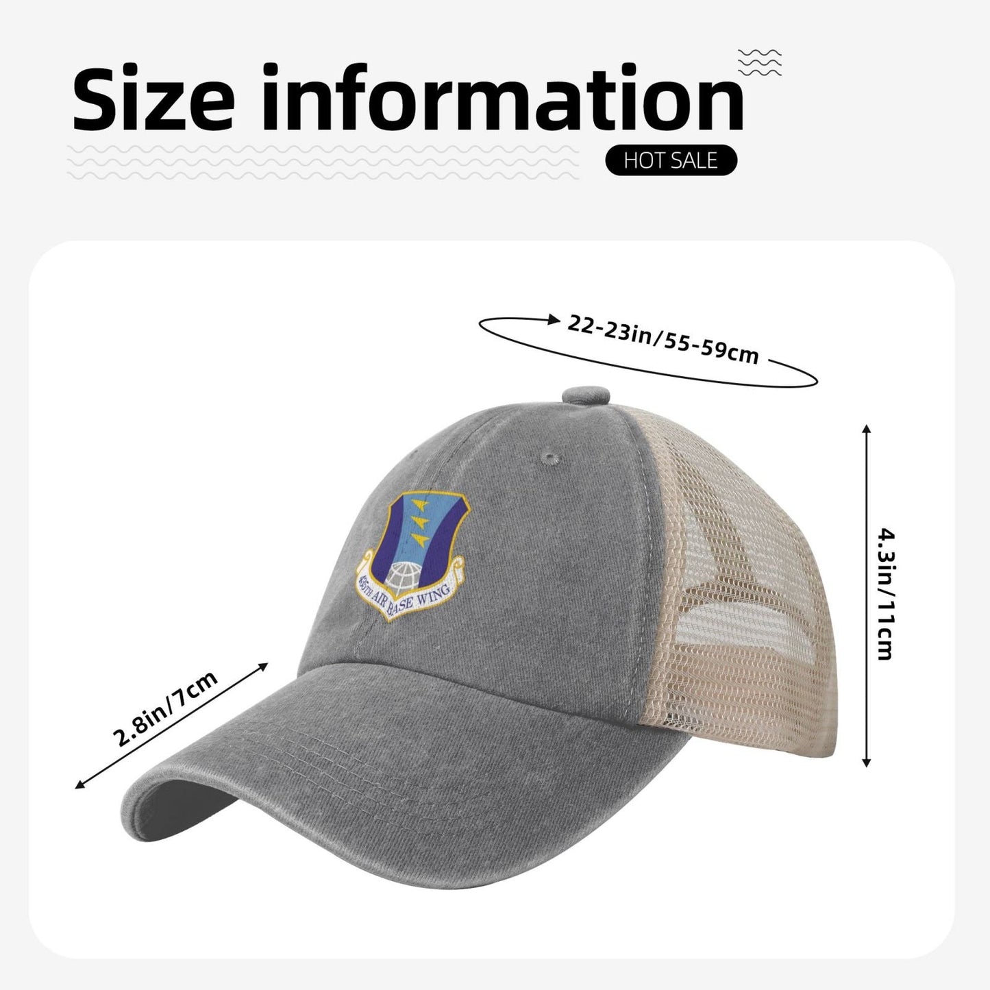 435th Air Base Wing Printed unisex baseball cap adjustable grid baseball cap veteran gift