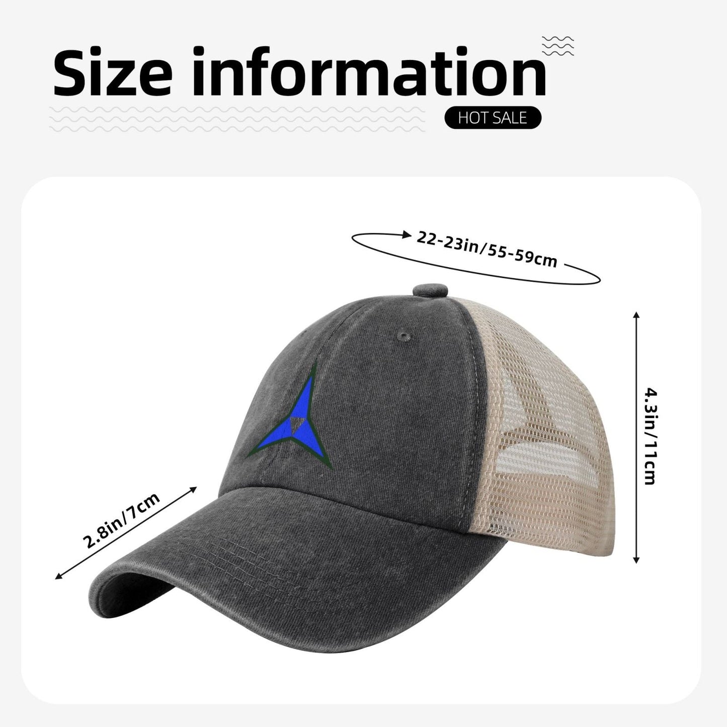 3 Corps Shoulder Sleeve Insignia Printed unisex baseball cap adjustable grid baseball cap veteran gift
