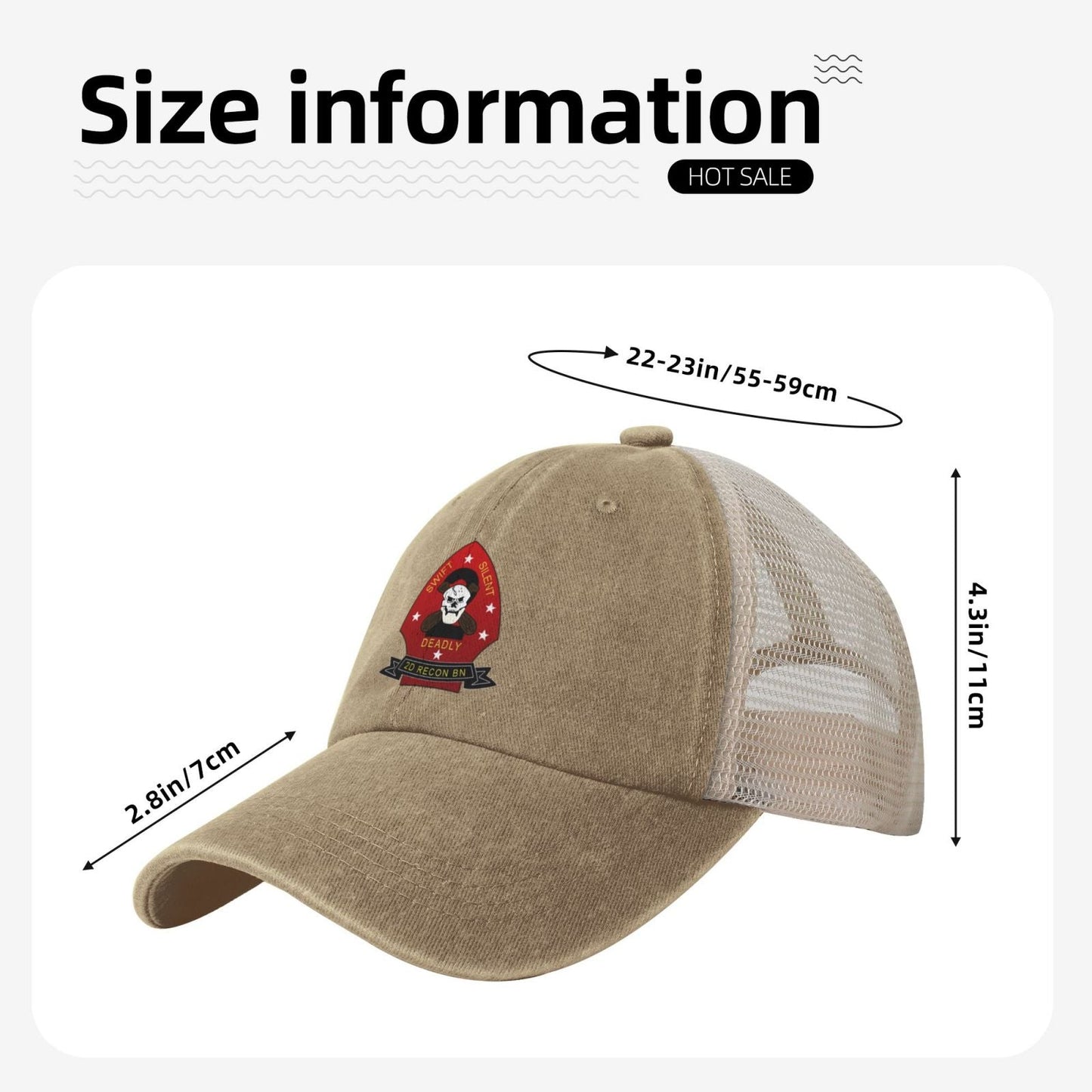 2d Reconnaissance Battalion Insignia Printed unisex baseball cap adjustable grid baseball cap veteran gift