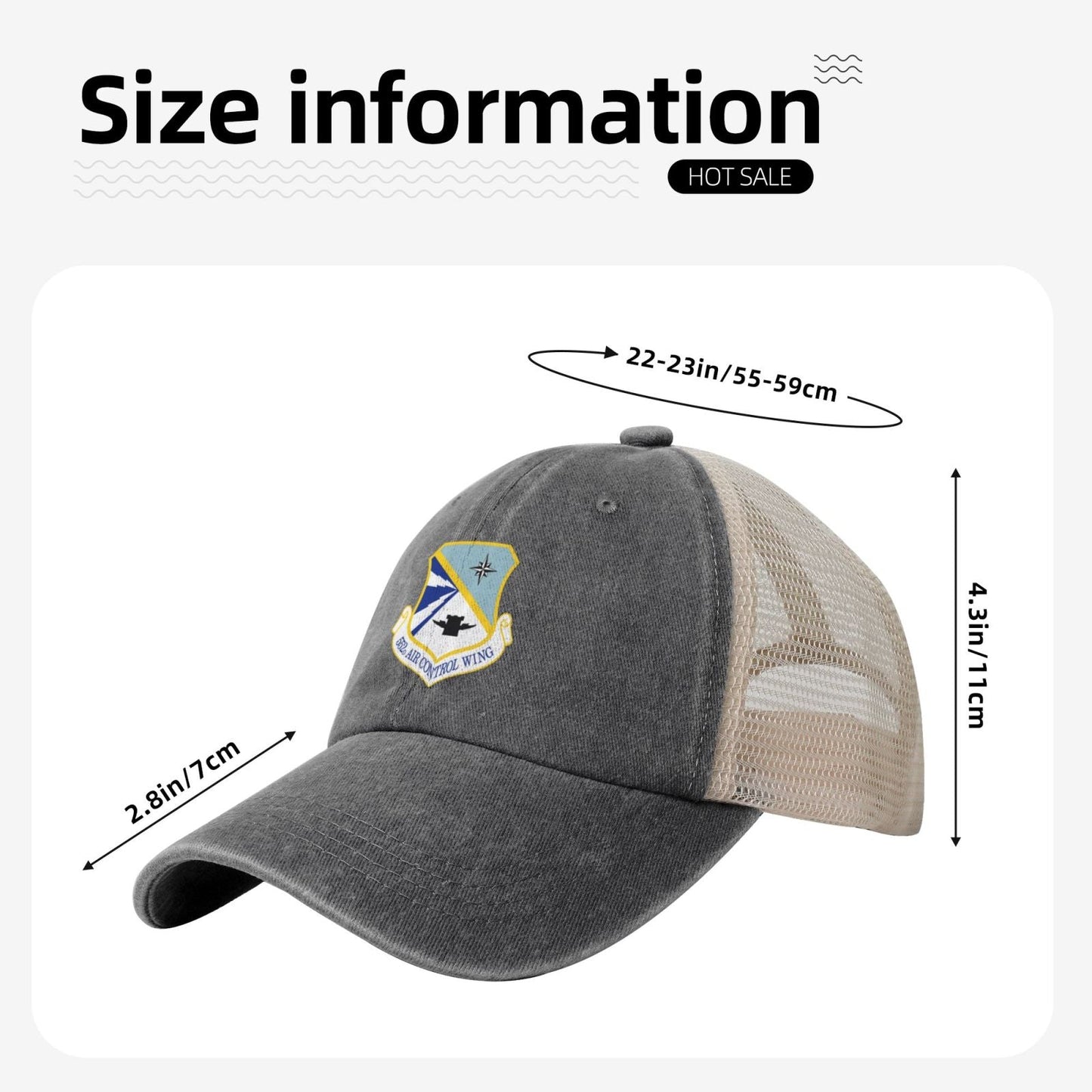 552d Air Control Wing Printed unisex baseball cap adjustable grid baseball cap veteran gift