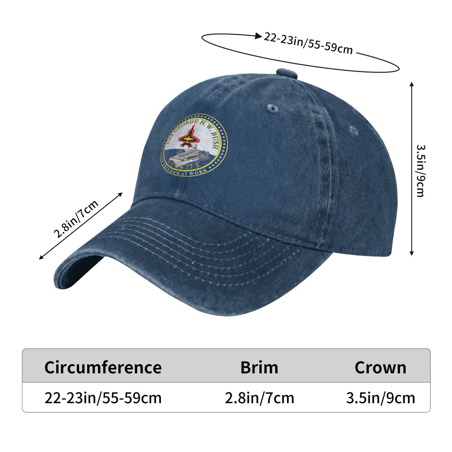 USS George H.W. Bush (CVN-77) Printed unisex baseball cap adjustable cap veteran gift