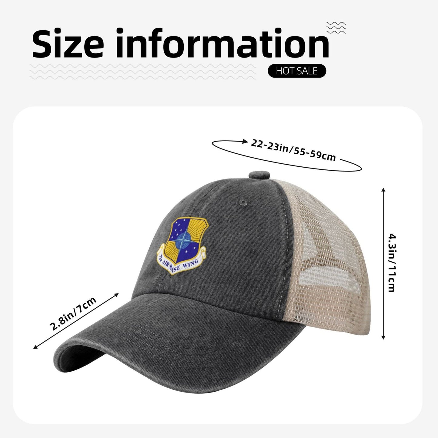 72d Air Base Wing Printed unisex baseball cap adjustable grid baseball cap veteran gift