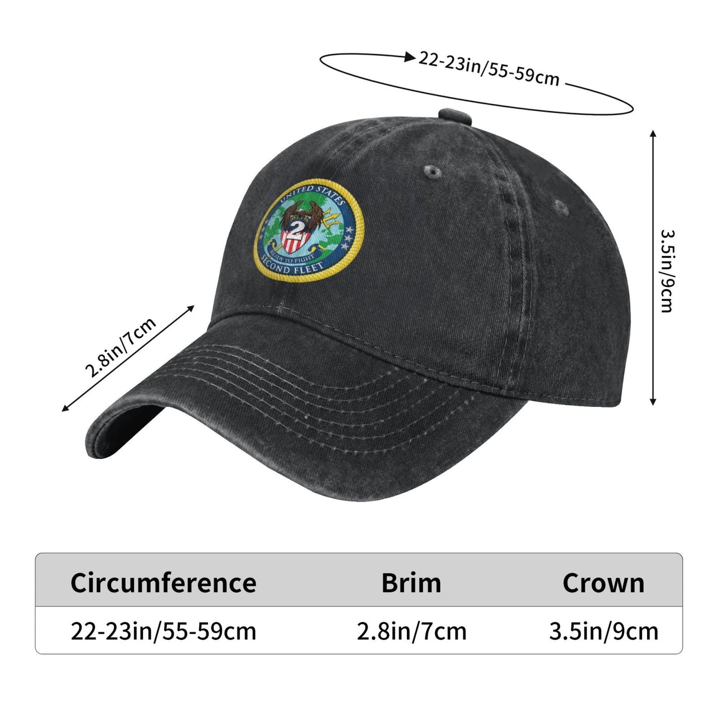 United States 2nd Fleet Insignia Printed unisex baseball cap adjustable cap veteran gift