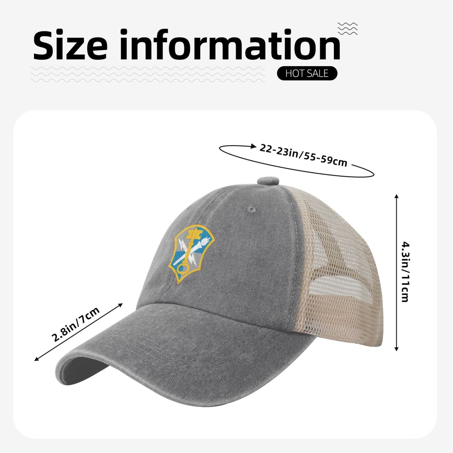 INSCOM Printed unisex baseball cap adjustable grid baseball cap veteran gift