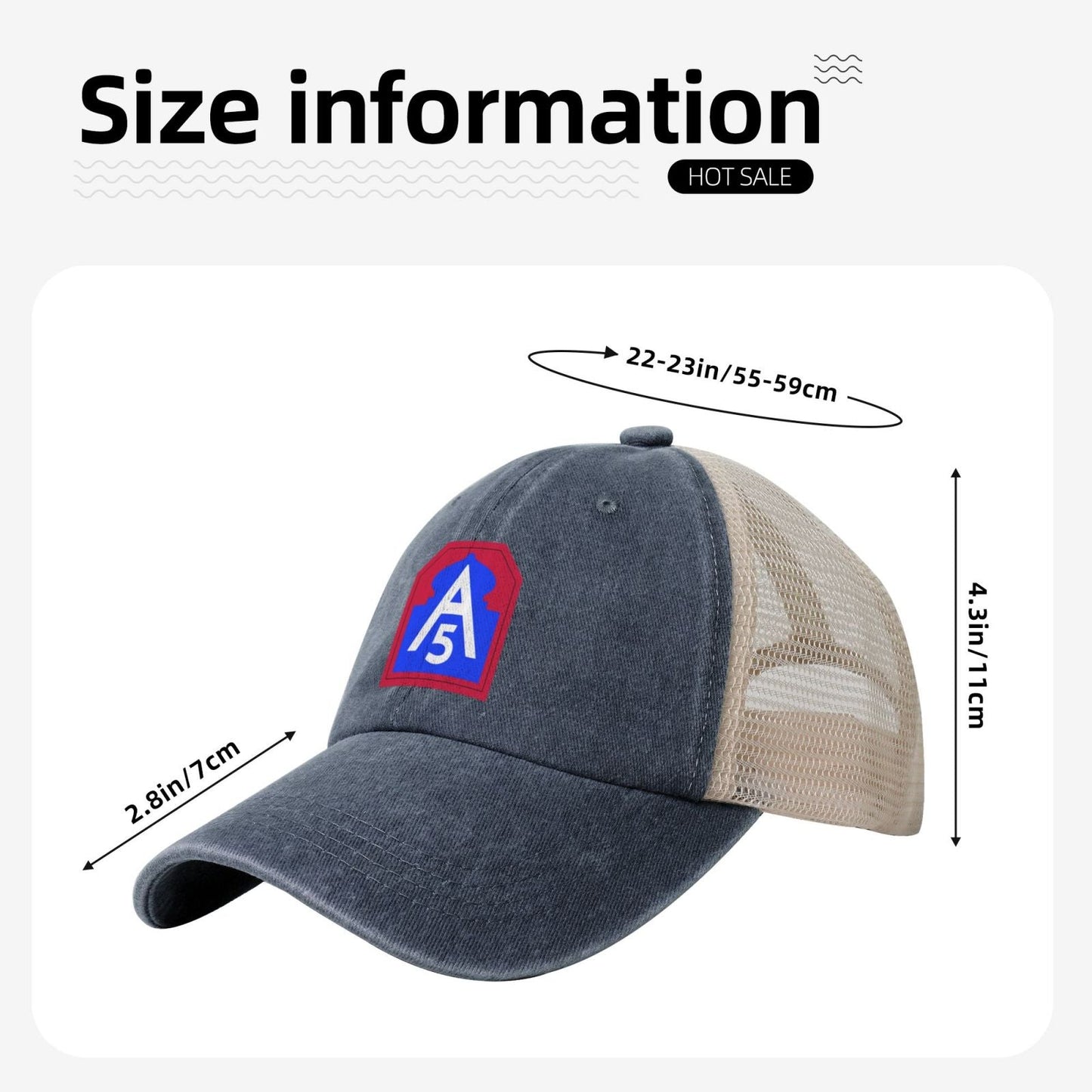 United States Army North CSIB Printed unisex baseball cap adjustable grid baseball cap veteran gift