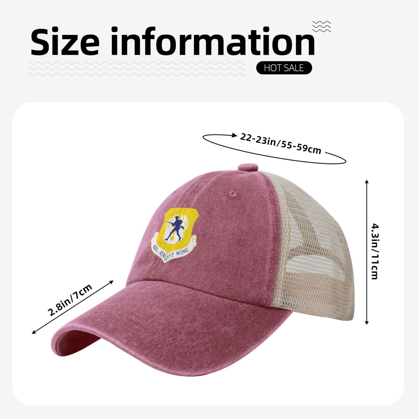 437th Airlift Wing Printed unisex baseball cap adjustable grid baseball cap veteran gift