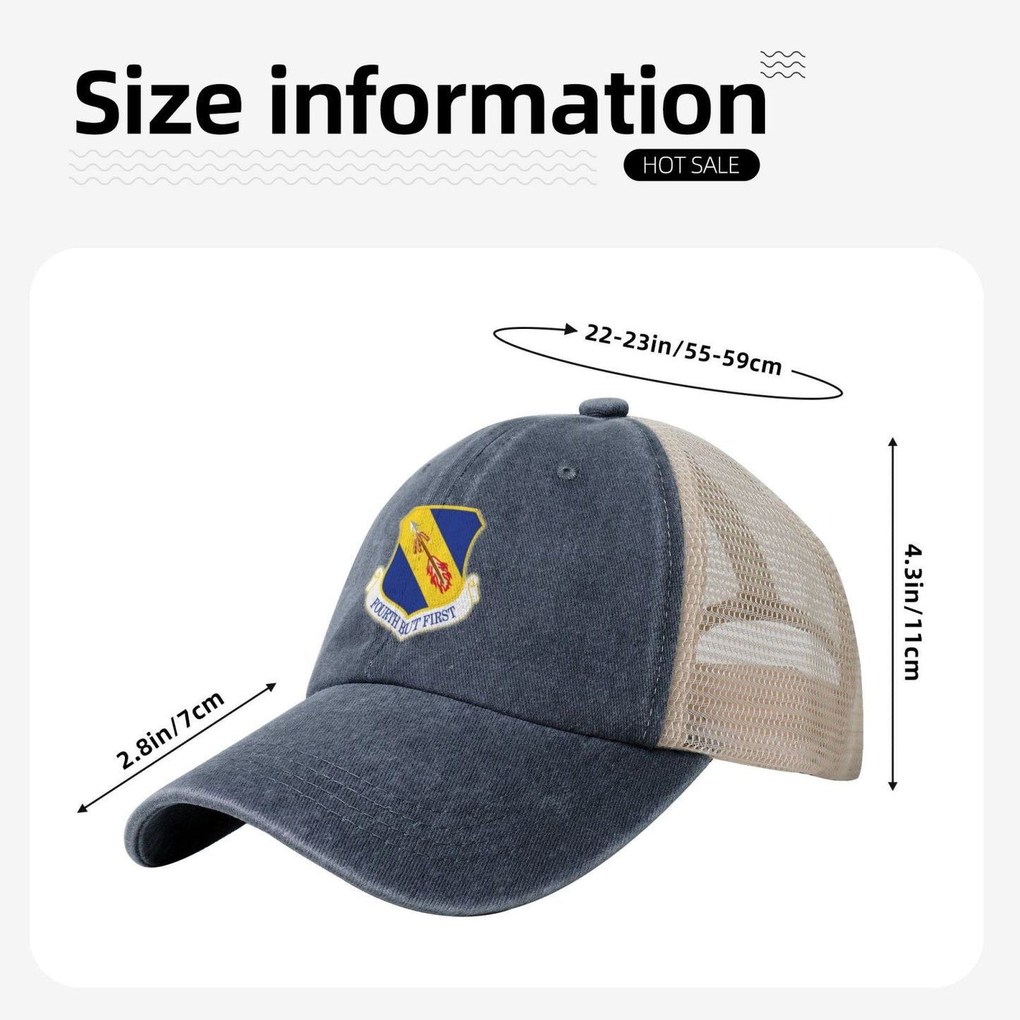 4th Fighter Wing Printed unisex baseball cap adjustable grid baseball cap veteran gift