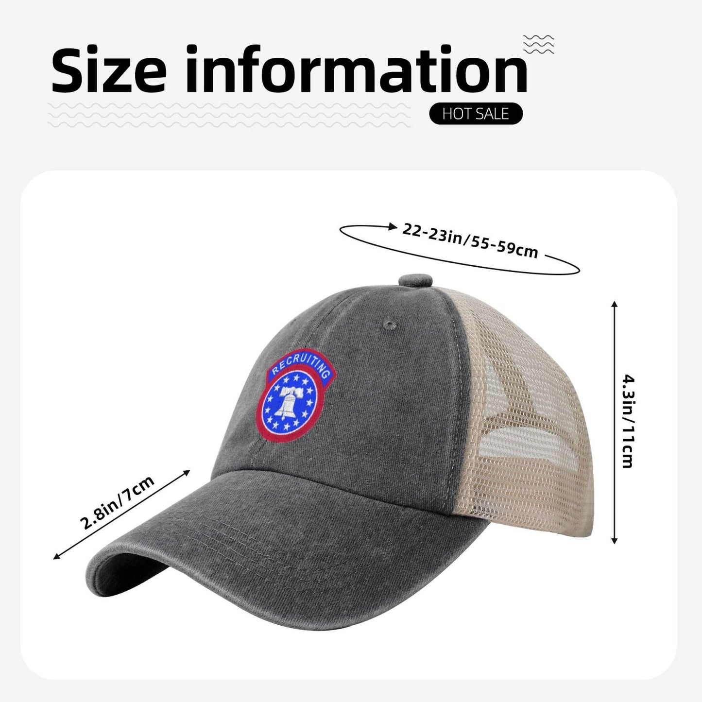 US Army Recruiting Command SSI Printed unisex baseball cap adjustable grid baseball cap veteran gift