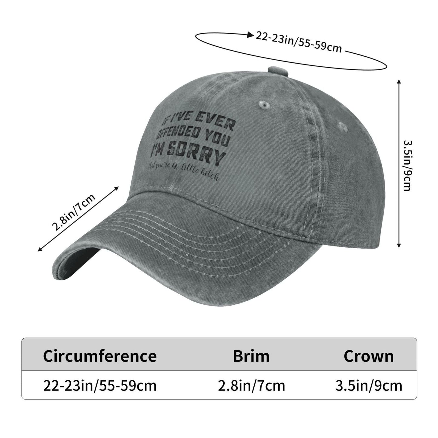 If I've Ever Offended You I'M SORRY Printed unisex baseball cap adjustable cap outdoor casual cap truck driver cap
