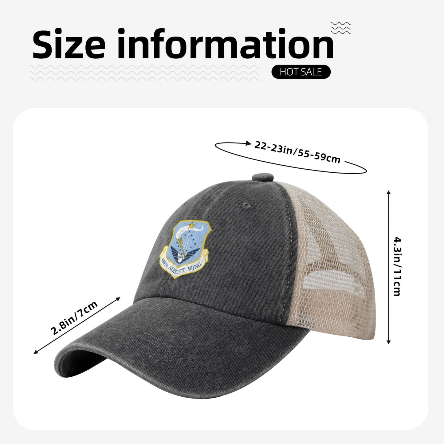 446th Airlift Wing Printed unisex baseball cap adjustable grid baseball cap veteran gift