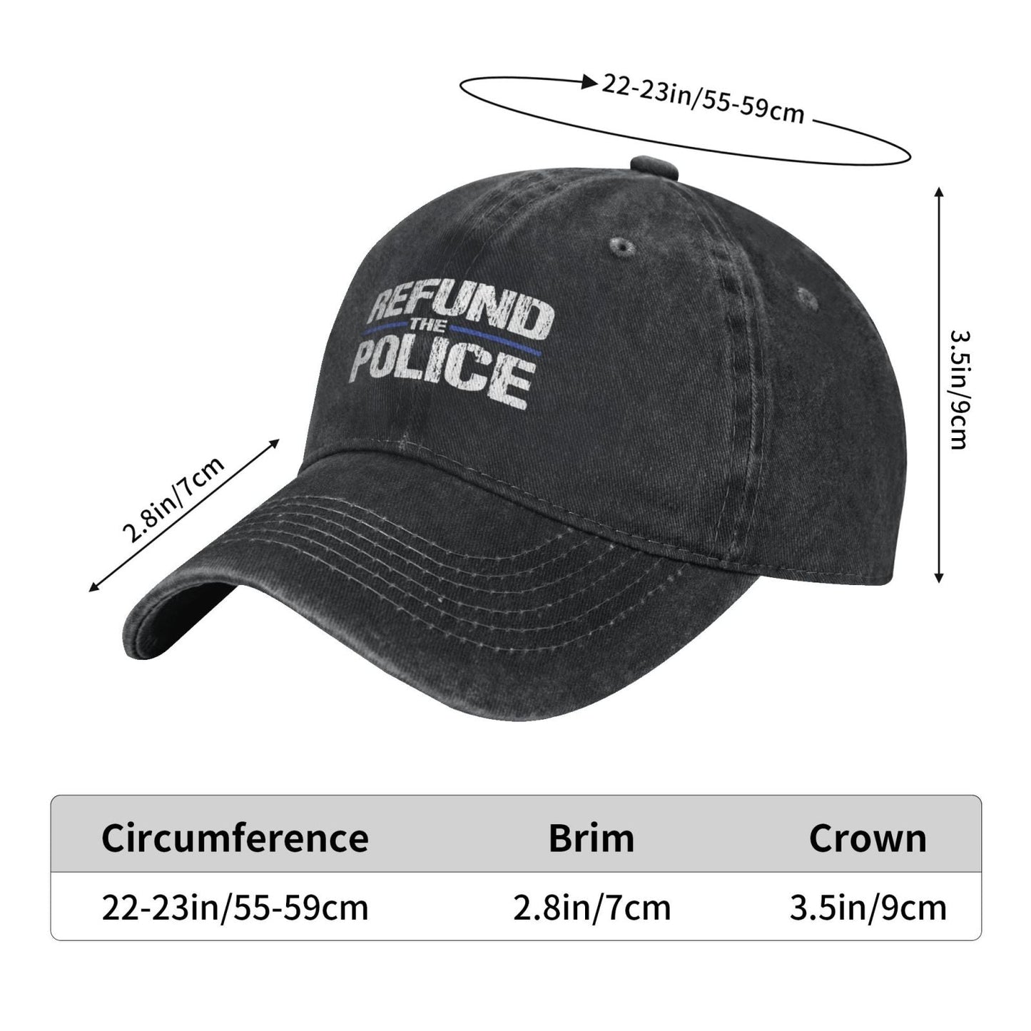 Refund The Police Thin Blue Line Printed unisex baseball cap adjustable cap outdoor sunshade trucker hat
