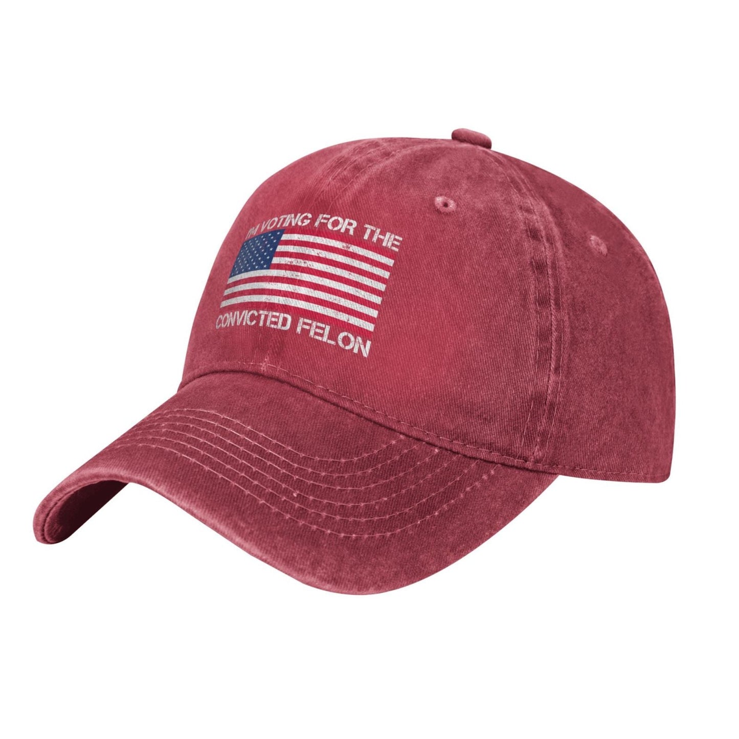 Im Voting For The Convicted Felon Funny White Printing unisex baseball cap adjustable hats veteran gift