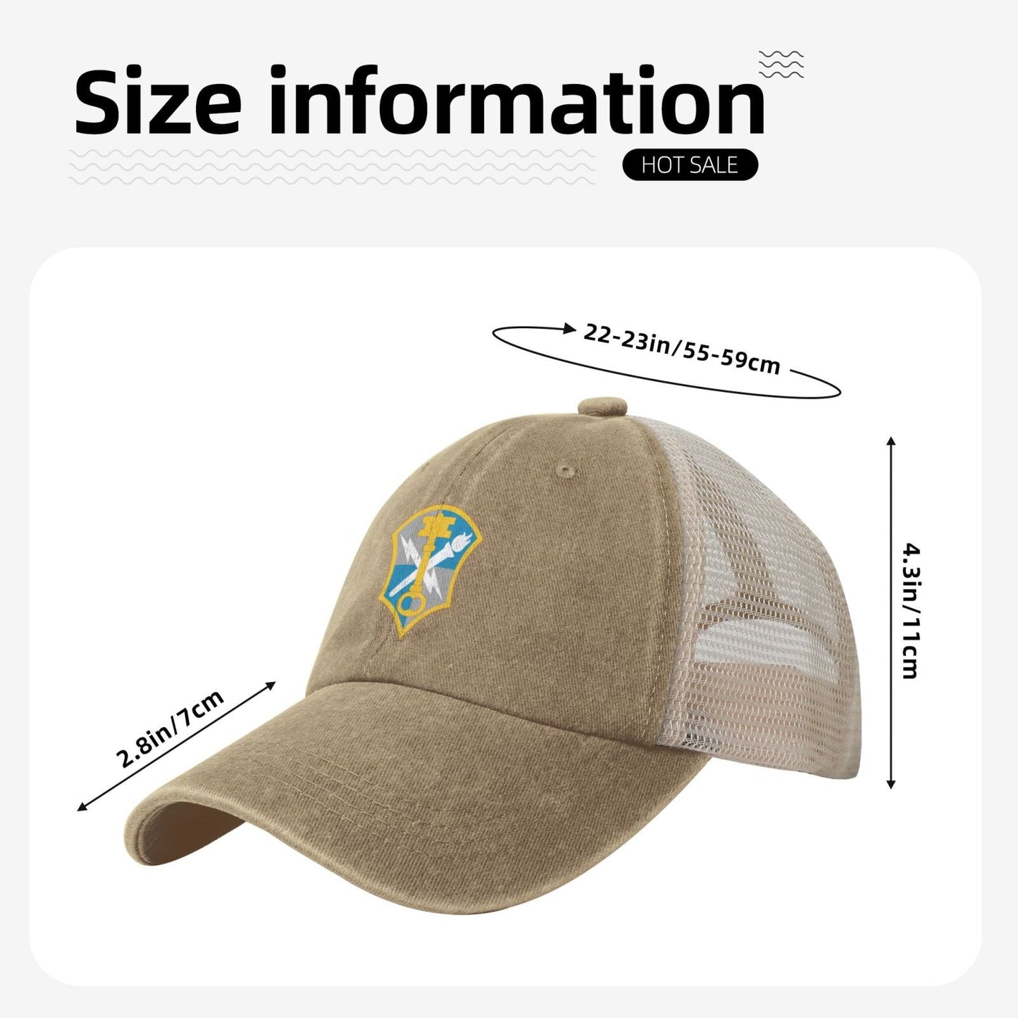 INSCOM Printed unisex baseball cap adjustable grid baseball cap veteran gift
