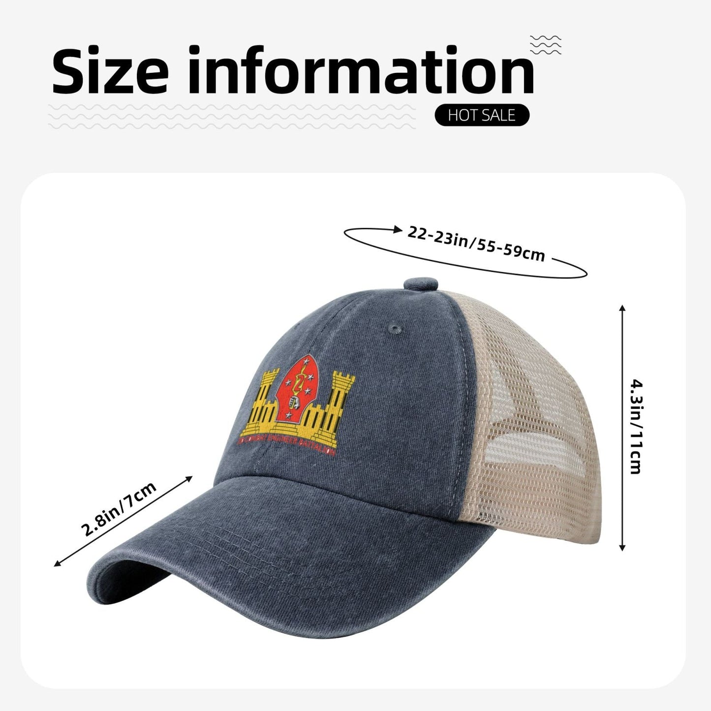 2nd CEB Insignia Printed unisex baseball cap adjustable grid baseball cap veteran gift
