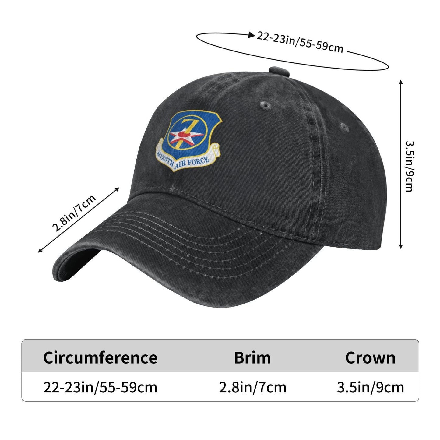 Seventh Air Force-Emblem Printed unisex baseball cap adjustable cap veteran gift