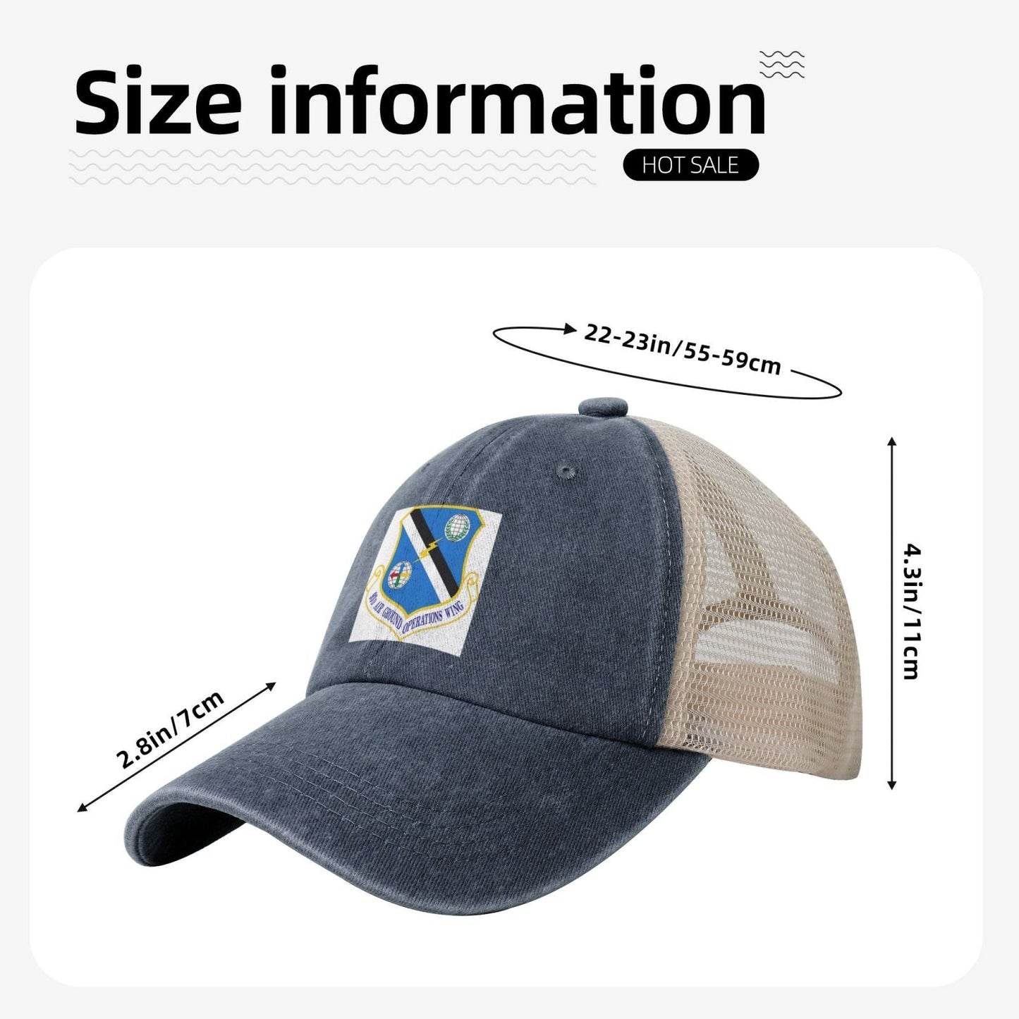 93d Air Ground Operations Wing-Emblem Printed unisex baseball cap adjustable grid baseball cap veteran gift