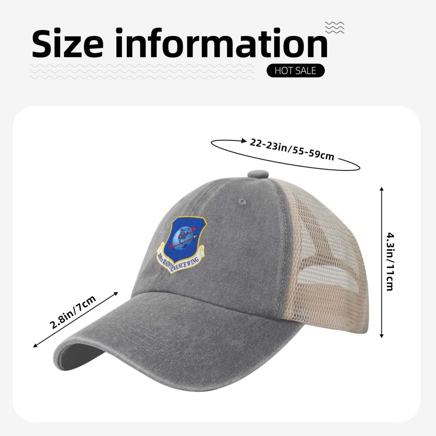 309th Maintenance Wing Printed unisex baseball cap adjustable grid baseball cap veteran gift