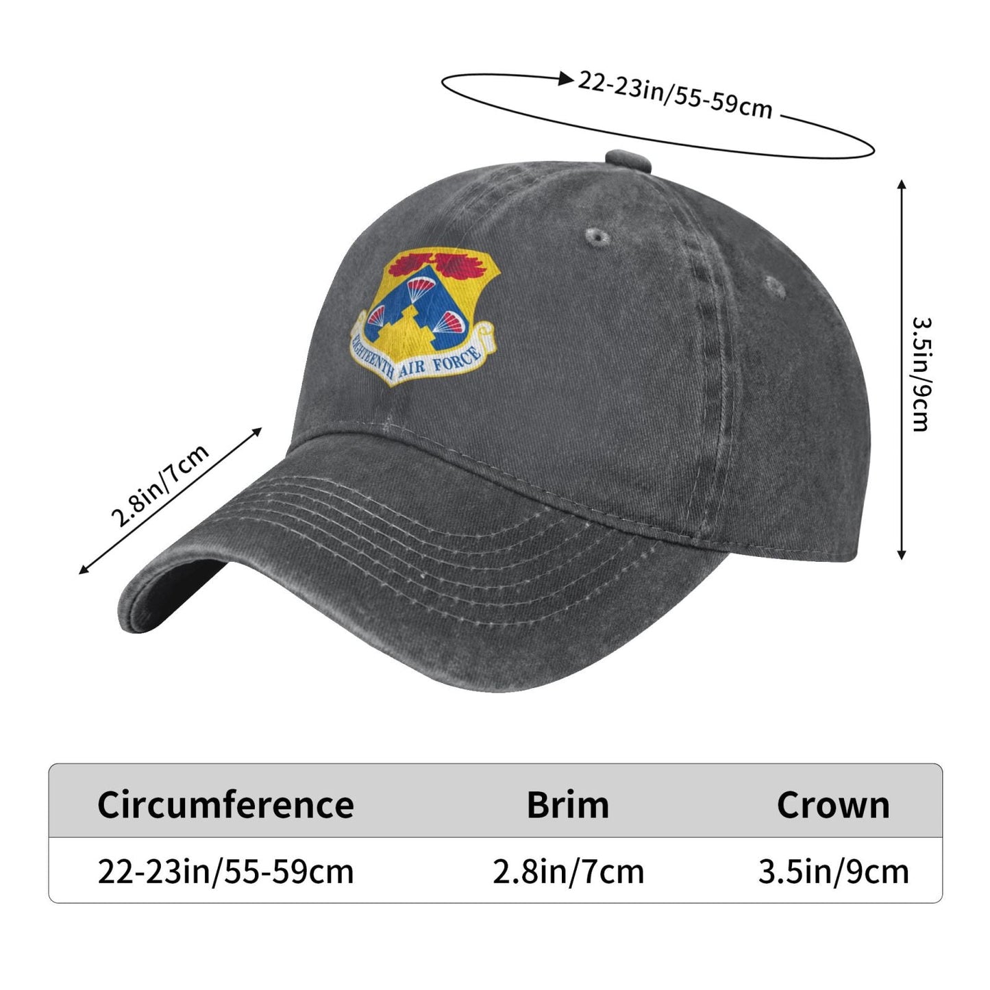 Eighteenth Air Force-Emblem Printed unisex baseball cap adjustable cap veteran gift