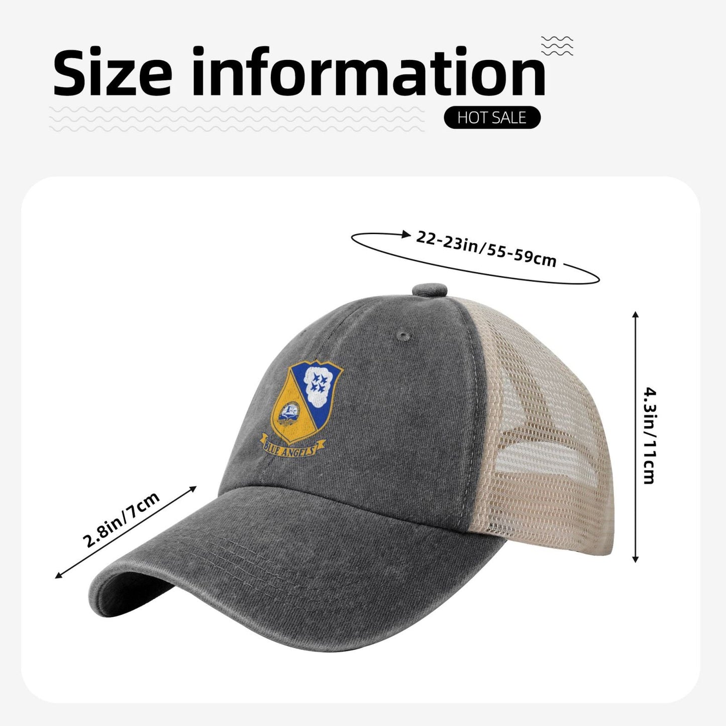 Blue Angels Insignia Printed unisex baseball cap adjustable grid baseball cap veteran gift