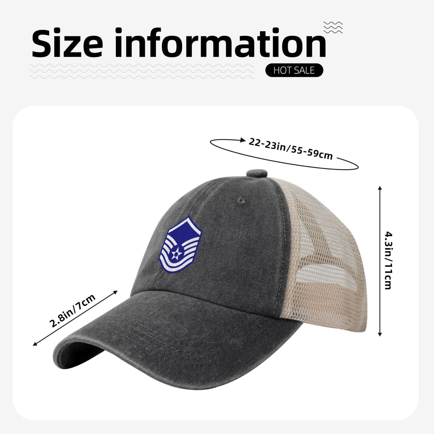 E7a USAF MSGT Printed unisex baseball cap adjustable grid baseball cap veteran gift