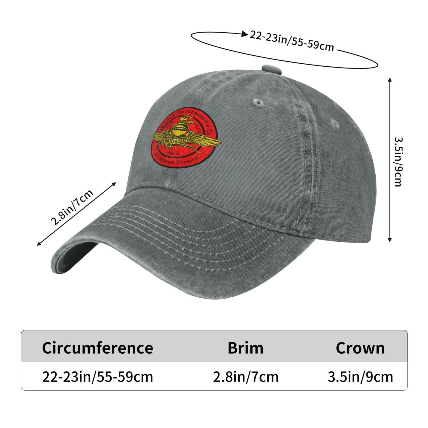 4th Force Reconnaissance Company Insignia (transparent Background) 03 Printed unisex baseball cap adjustable cap veteran gift
