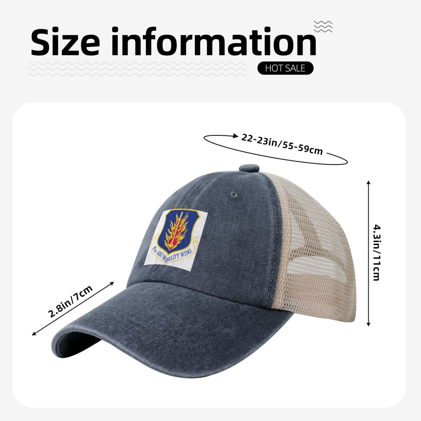 97th Air Mobility Wing Printed unisex baseball cap adjustable grid baseball cap veteran gift