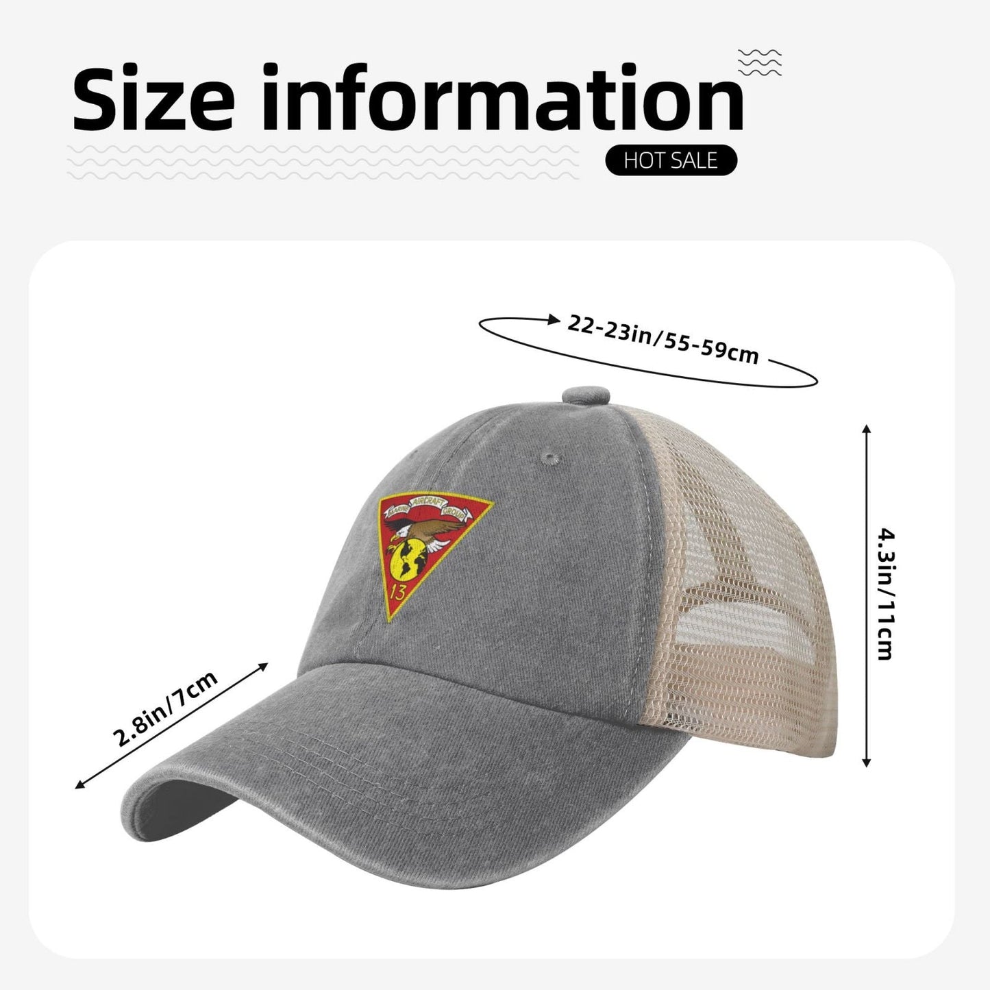 MAG-13 Insignia Printed unisex baseball cap adjustable grid baseball cap veteran gift