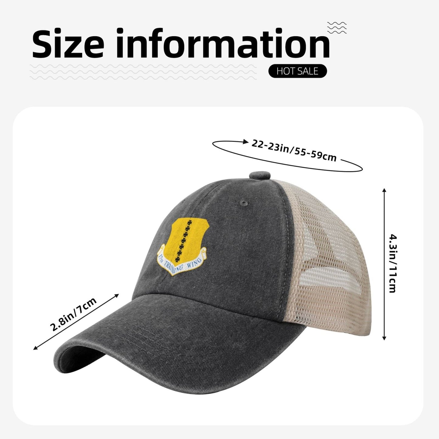 17th_Training_Wing.svg Printed unisex baseball cap adjustable grid baseball cap veteran gift