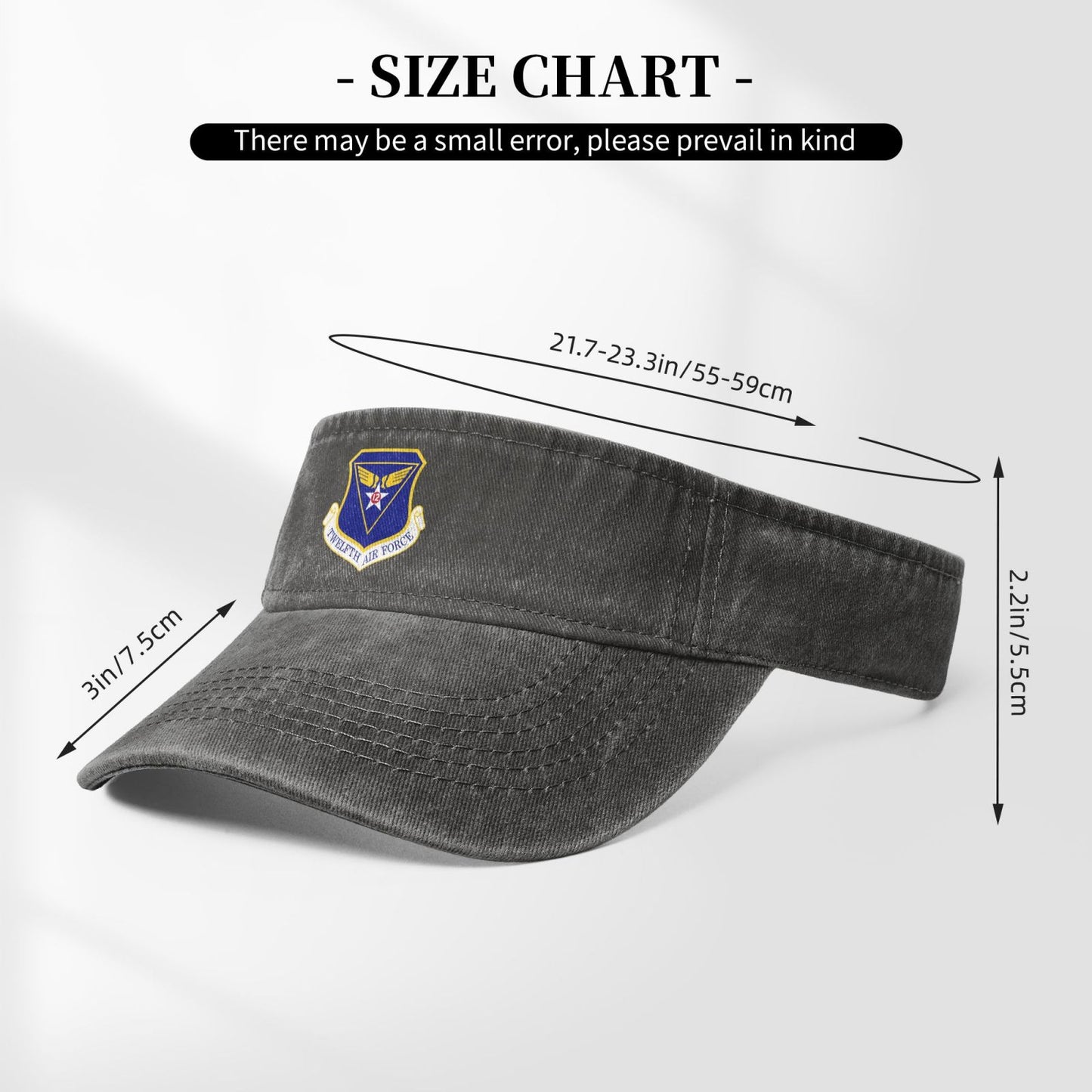 Twelfth Air Force-Emblem Printing adjustable Empty Top Baseball Sun Cap unisex outdoor sport hat veterans gift