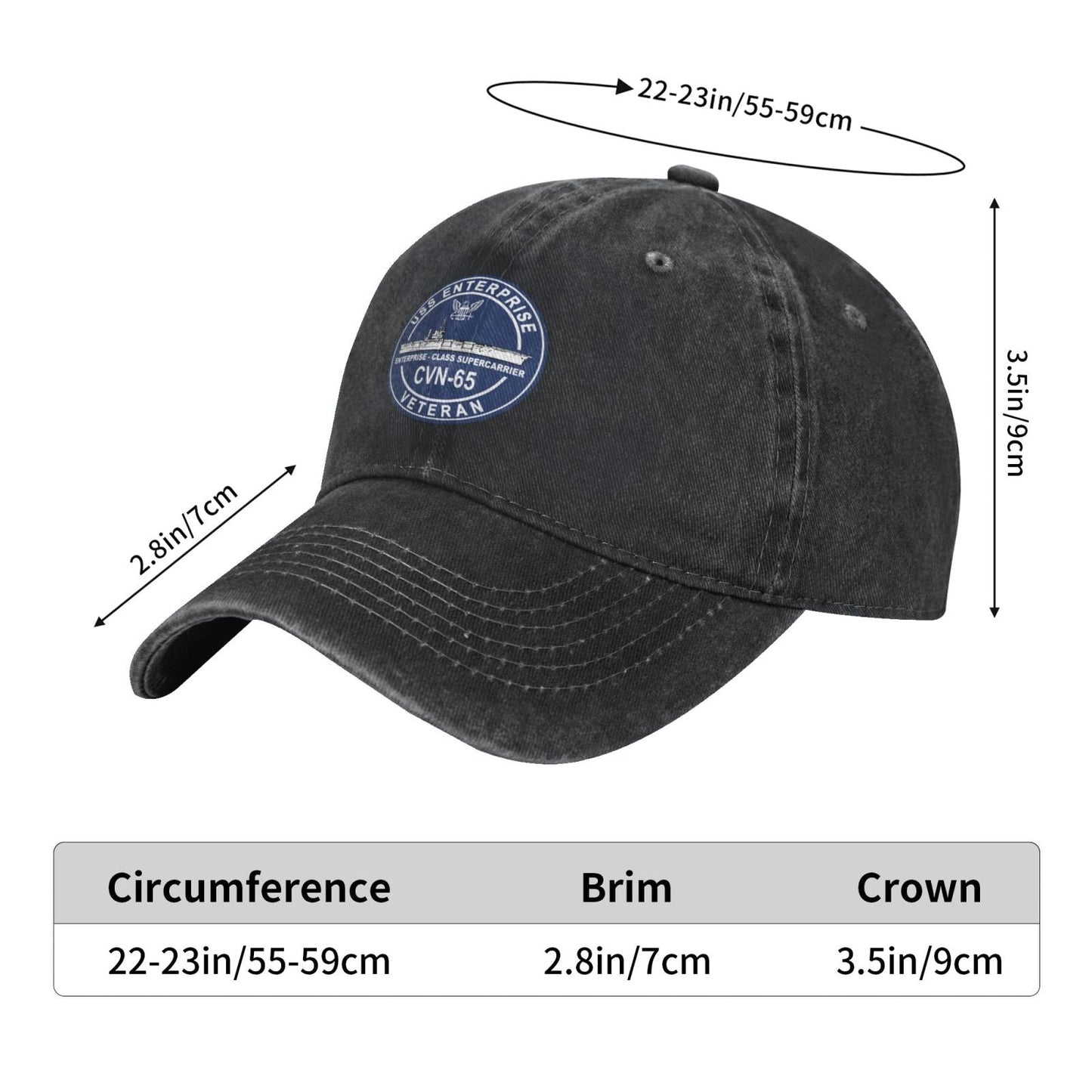 USS Enterprise CVN-65 Printed unisex baseball cap adjustable cap outdoor casual cap truck driver cap