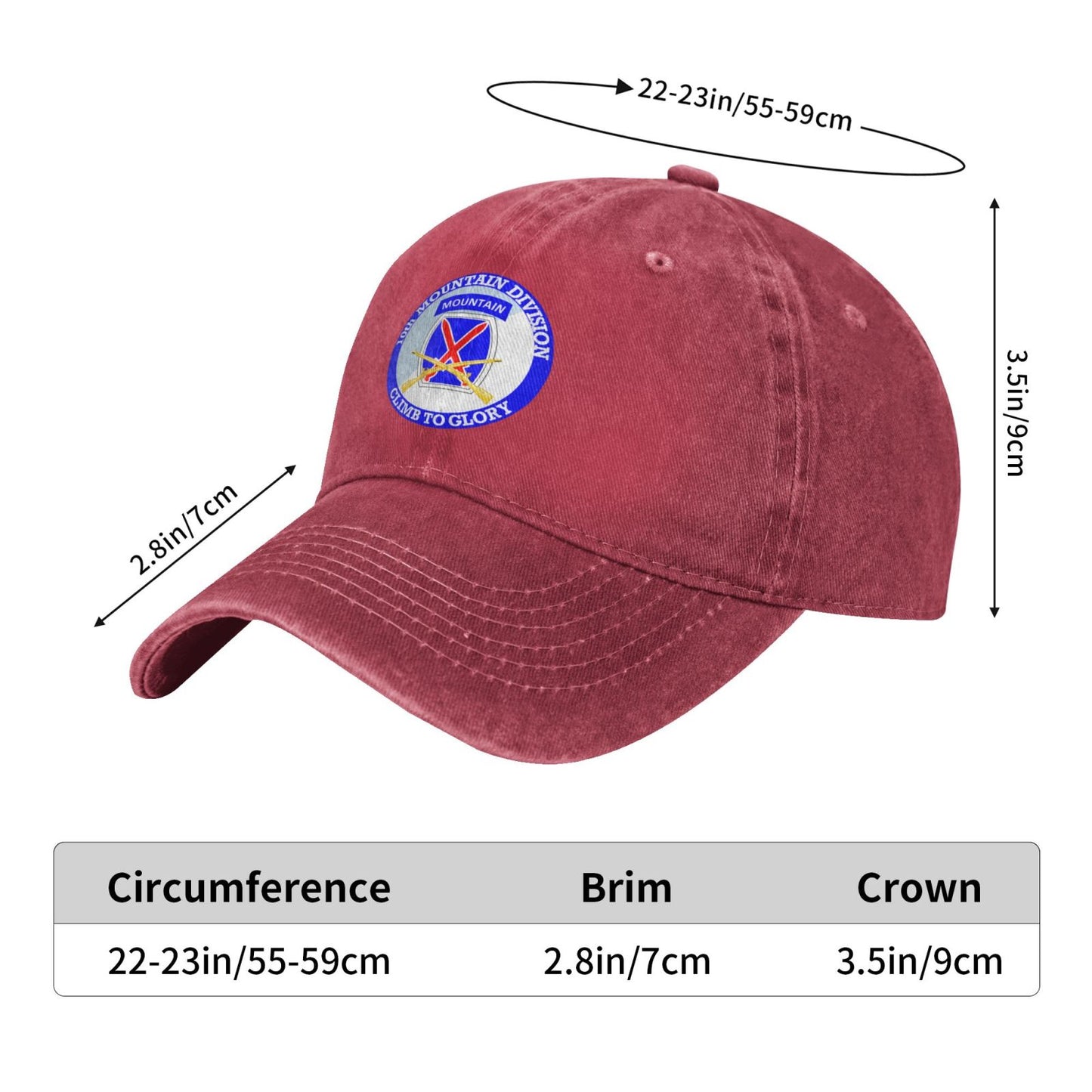 Us Army 10th Mountain Division Printing unisex baseball cap adjustable hats veteran gift