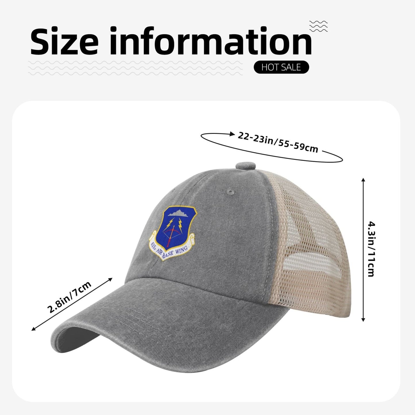 633d Air Base Wing Printed unisex baseball cap adjustable grid baseball cap veteran gift