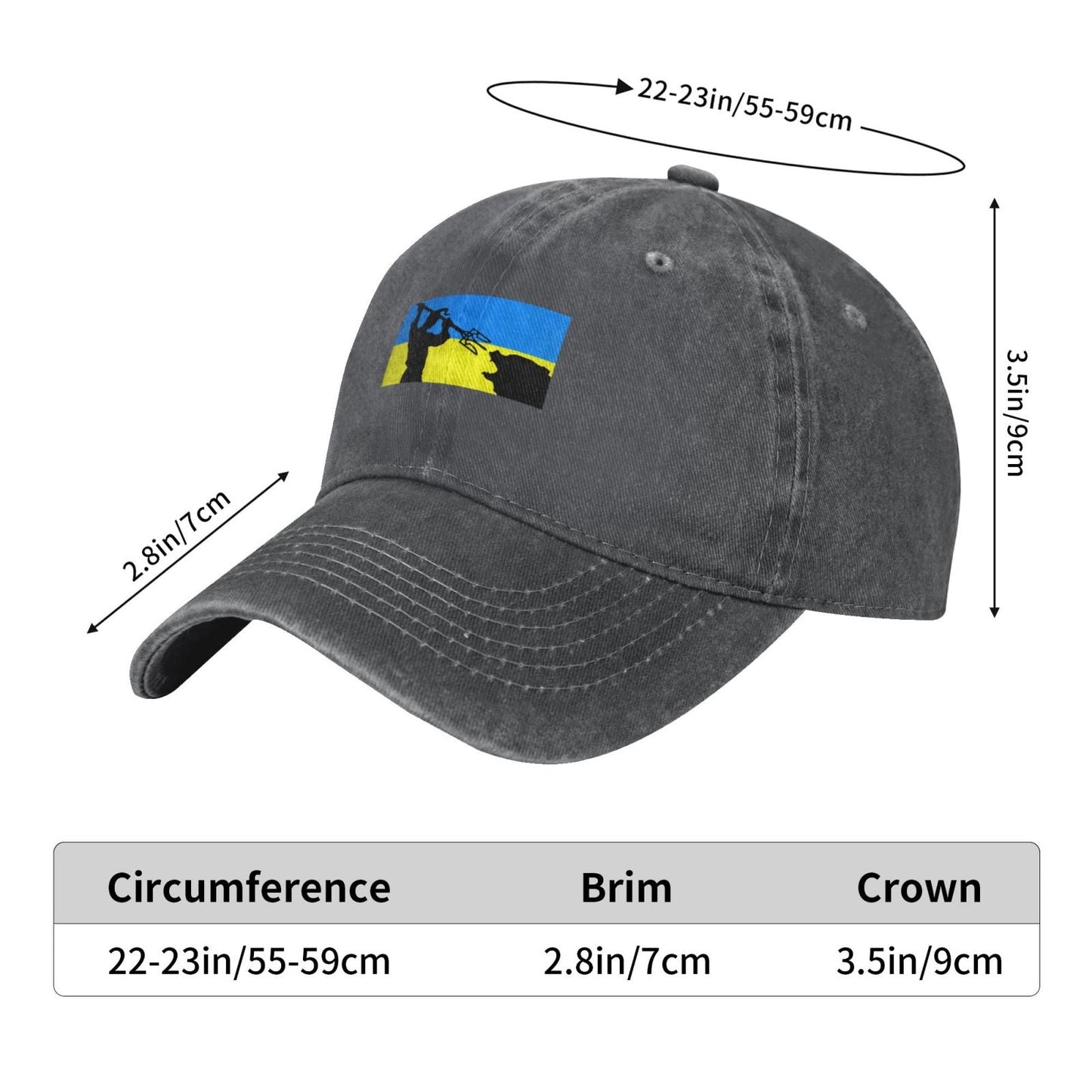 Trident Ukraine Warrior Stand With Ukrainian Printed unisex baseball cap adjustable cap outdoor sunshade trucker hat